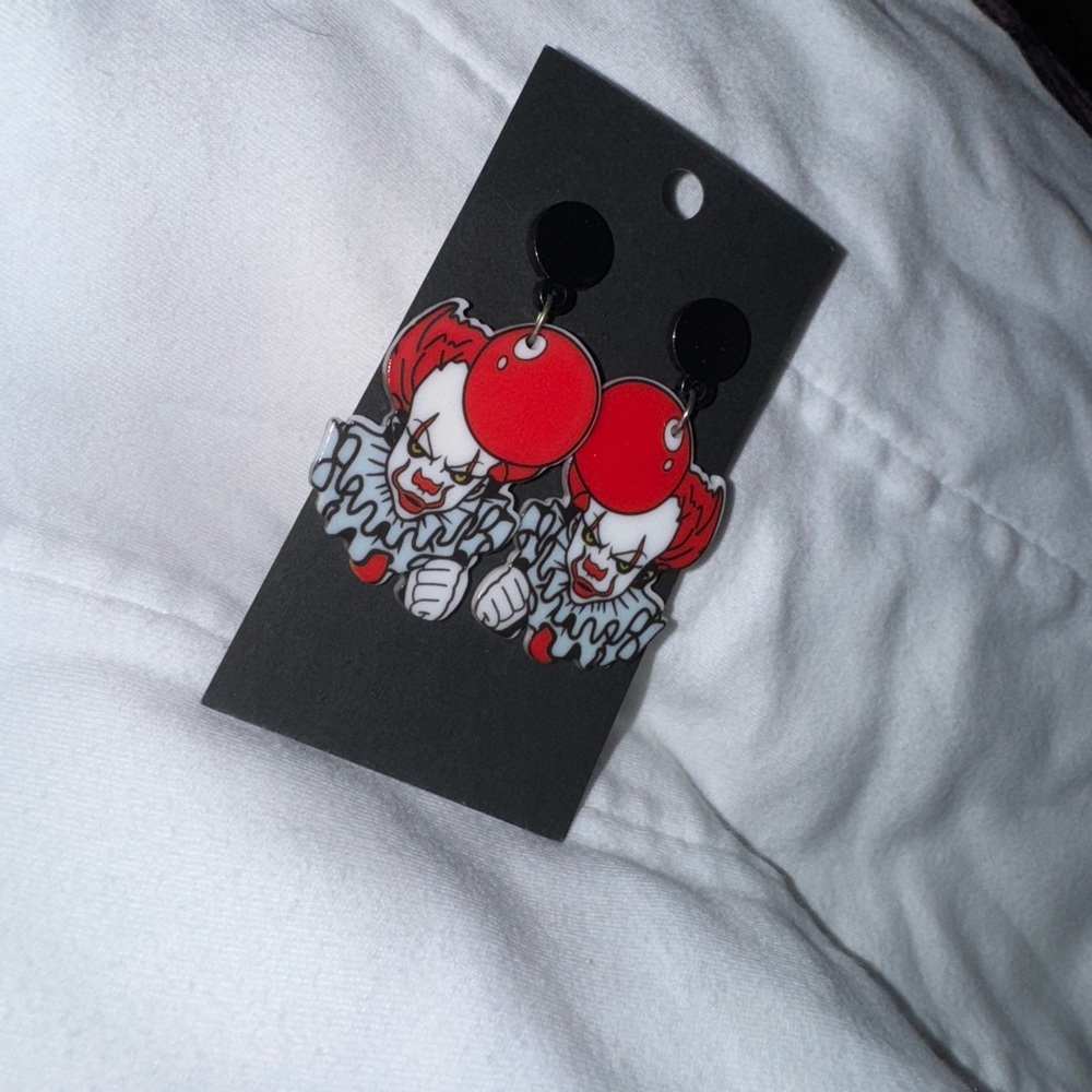 Red and White Clown Earrings